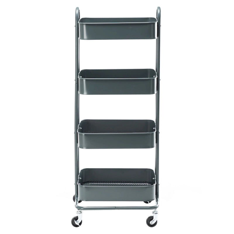 Carrello Utilità in Metallo a 4 Ripiani con Ruote, Scaffali Portaoggetti - 45x35x109 cm