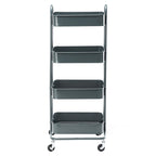 Carrello Utilità in Metallo a 4 Ripiani con Ruote, Scaffali Portaoggetti - 45x35x109 cm