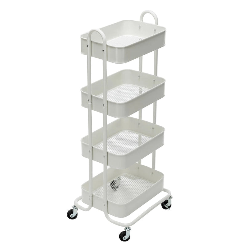 Carrello Utilità in Metallo a 4 Ripiani con Ruote, Scaffali Portaoggetti - 45x35x109 cm