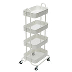 Carrello Utilità in Metallo a 4 Ripiani con Ruote, Scaffali Portaoggetti - 45x35x109 cm