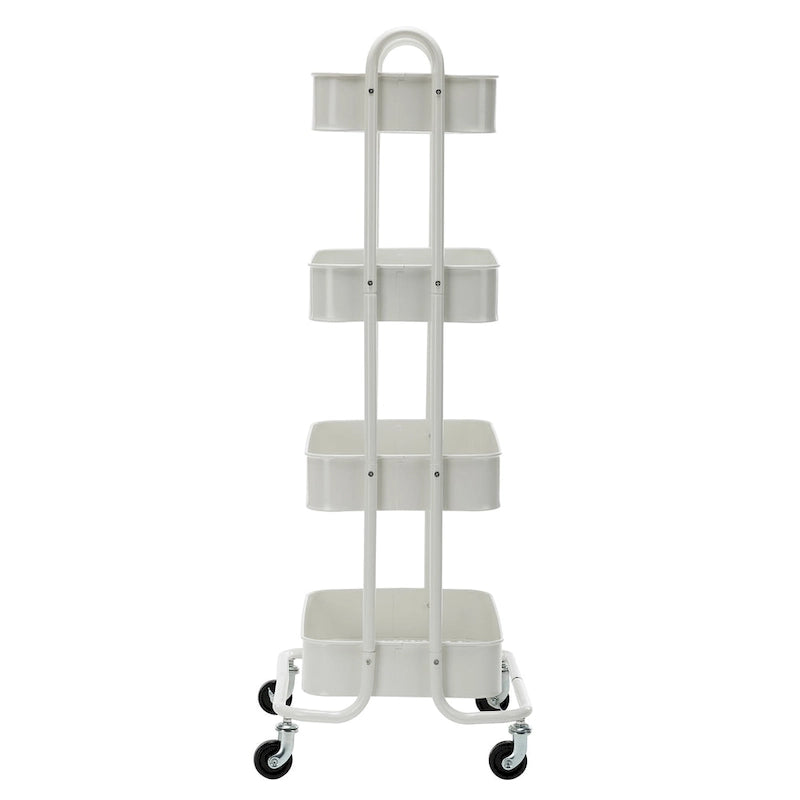 Carrello Utilità in Metallo a 4 Ripiani con Ruote, Scaffali Portaoggetti - 45x35x109 cm