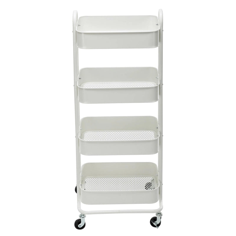 Carrello Utilità in Metallo a 4 Ripiani con Ruote, Scaffali Portaoggetti - 45x35x109 cm