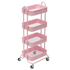 Carrello Utilità in Metallo a 4 Ripiani con Ruote, Scaffali Portaoggetti - 45x35x109 cm