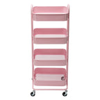 Carrello Utilità in Metallo a 4 Ripiani con Ruote, Scaffali Portaoggetti - 45x35x109 cm