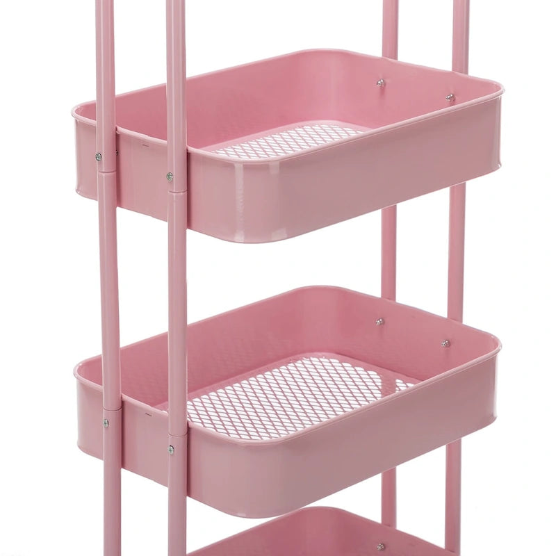 Carrello Utilità in Metallo a 4 Ripiani con Ruote, Scaffali Portaoggetti - 45x35x109 cm