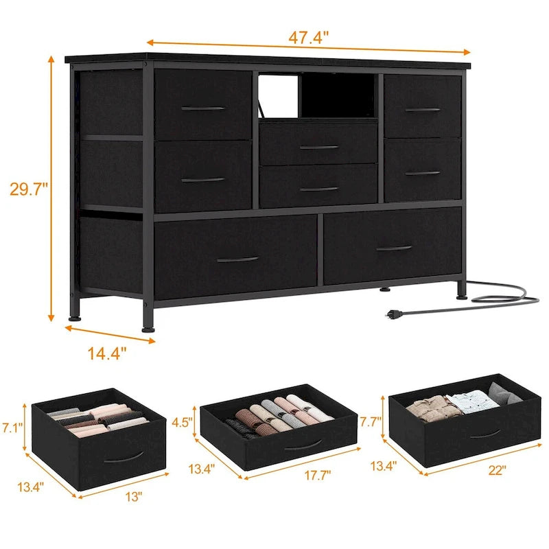 Mobile TV con cassetti e prese di corrente e LED per TV da 55" - 55 pollici