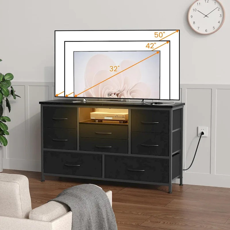 Mobile TV con cassetti e prese di corrente e LED per TV da 55" - 55 pollici