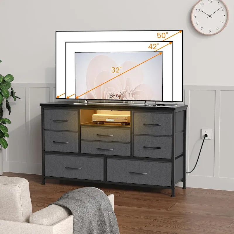 Mobile TV con cassetti e prese di corrente e LED per TV da 55" - 55 pollici