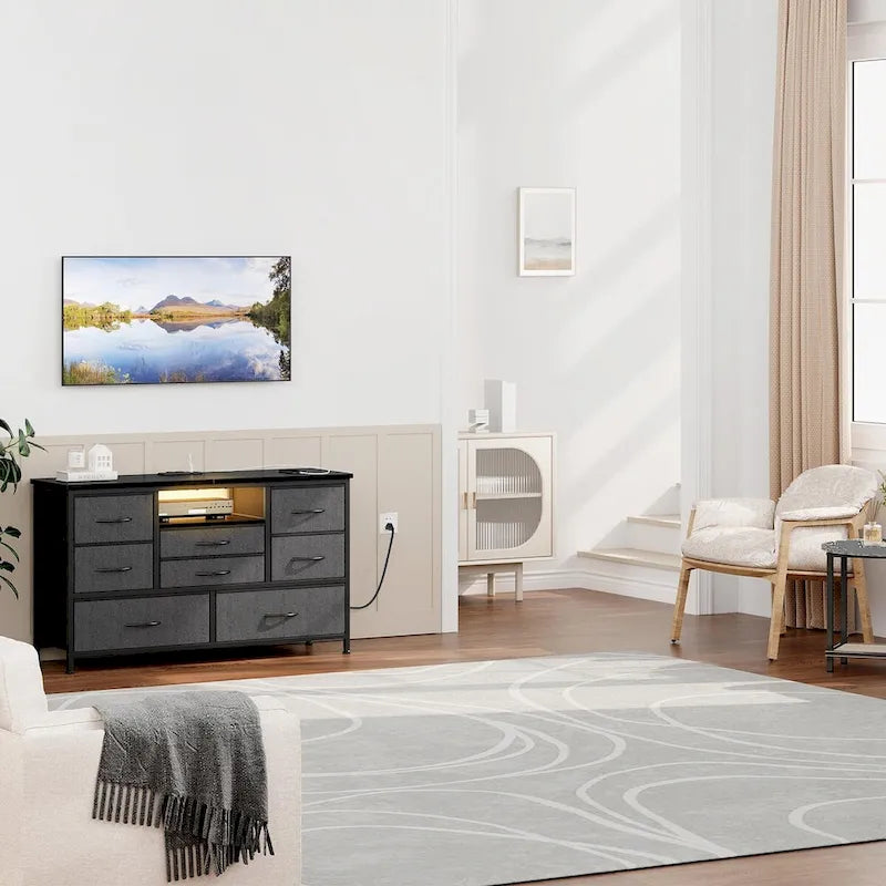 Mobile TV con cassetti e prese di corrente e LED per TV da 55" - 55 pollici