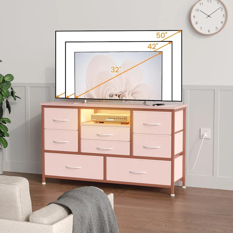 Mobile TV con cassetti e prese di corrente e LED per TV da 55" - 55 pollici