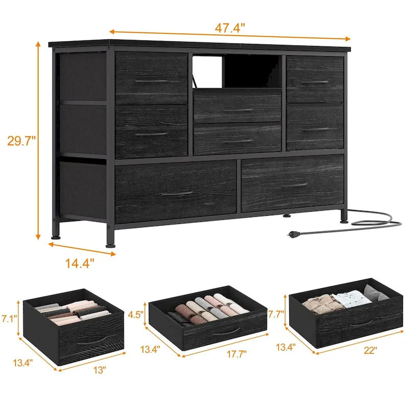 Mobile TV con cassetti e prese di corrente e LED per TV da 55" - 55 pollici
