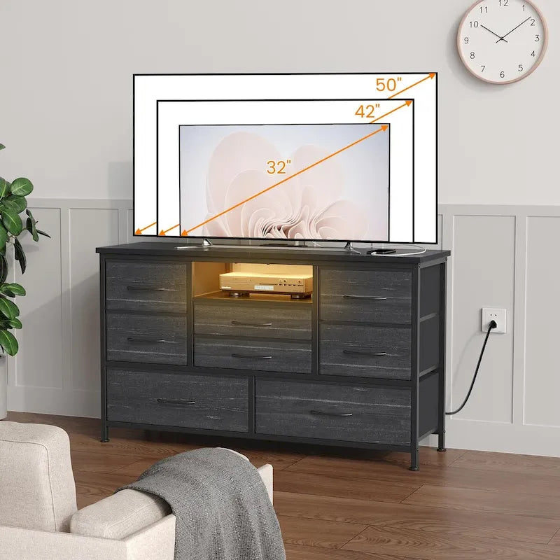 Mobile TV con cassetti e prese di corrente e LED per TV da 55" - 55 pollici