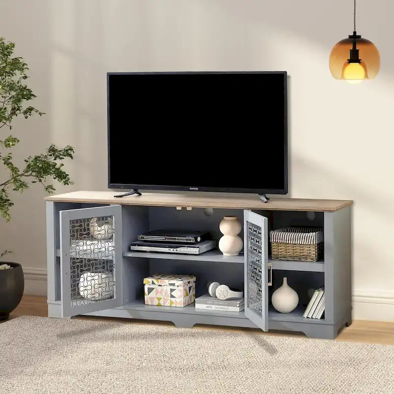 Mobile TV/Media in Stile Fattoria Moderna, Console per Intrattenimento Domestico Ispirata a un Fienile