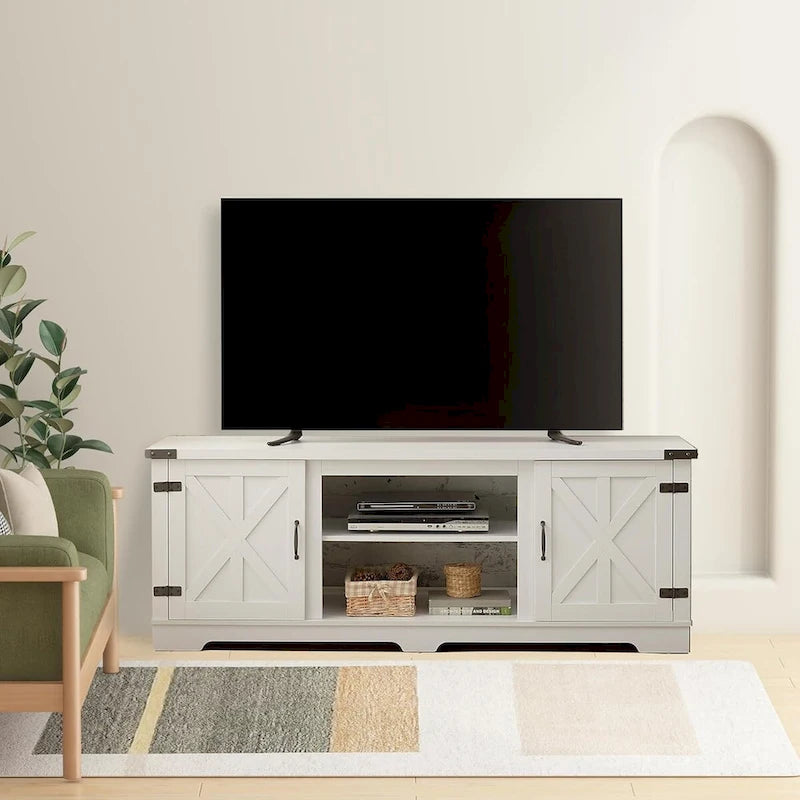 Mobile TV/Media in Stile Fattoria Moderna, Console per Intrattenimento Domestico Ispirata a un Fienile