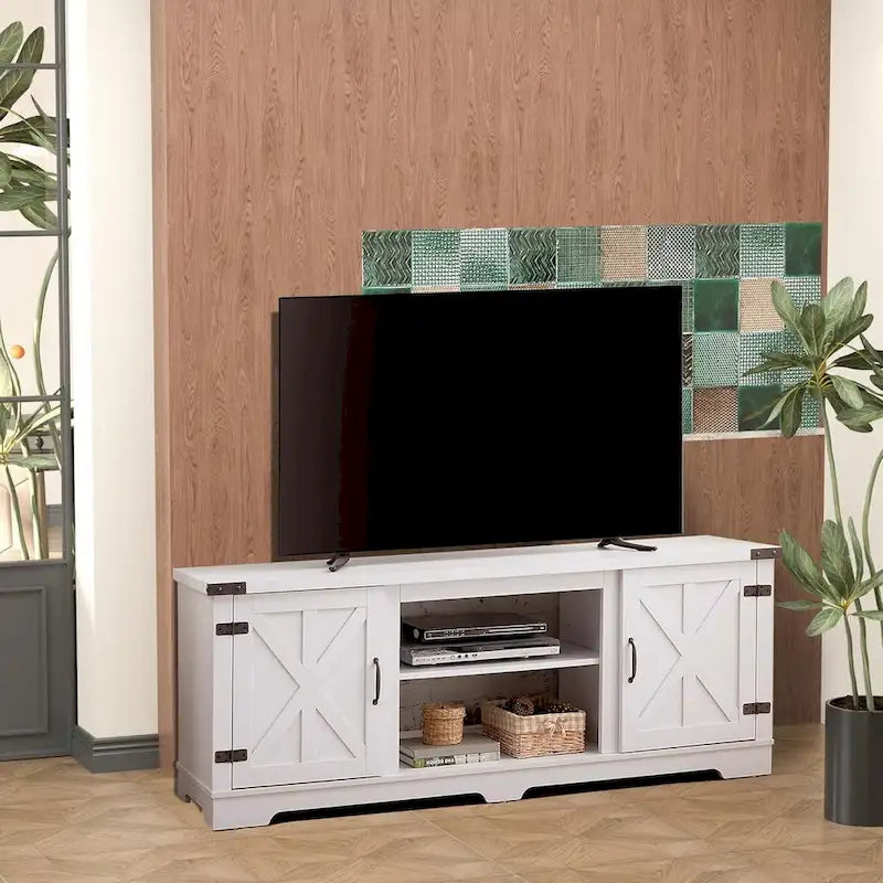 Mobile TV/Media in Stile Fattoria Moderna, Console per Intrattenimento Domestico Ispirata a un Fienile