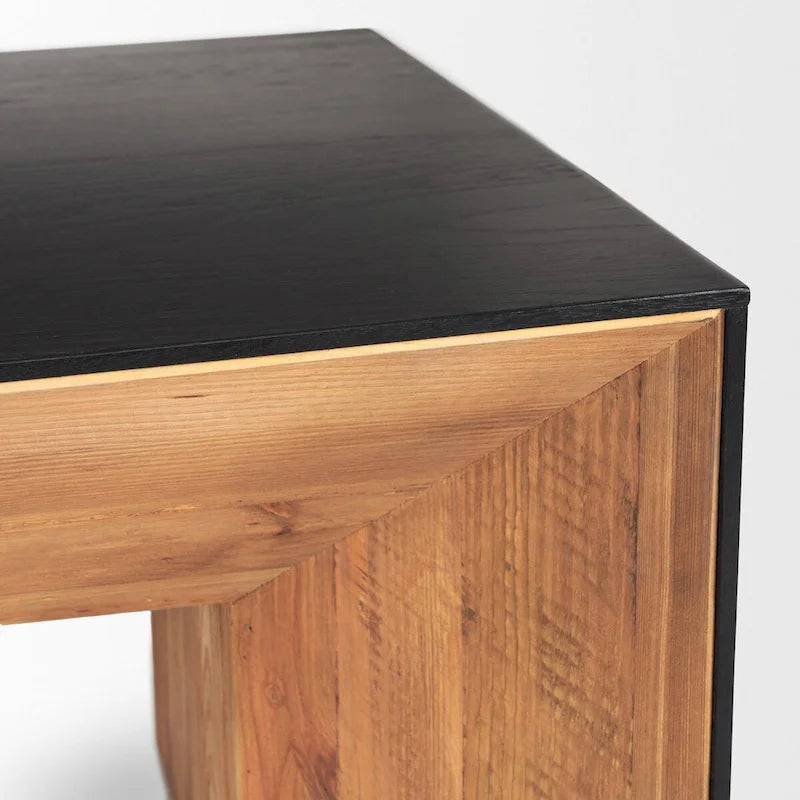 Tavolino da Caffè in Legno Naturale con Effetto Cascata Rovere Nero - 53,0 L x 30,0 P x 18,0 A